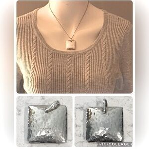 BARSE Signed VINTAGE 925 Large Square Pendant Only  EXCELLENT CONDITION!